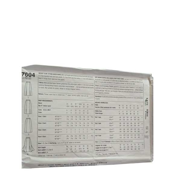 Simplicity Sewing Pattern Womens Skirt 7604 Size 12 Waist 26.5" CUT No Rips Slim - Picture 3 of 6